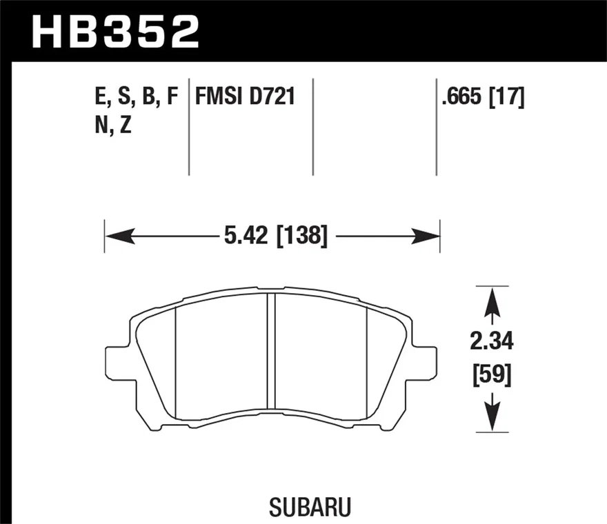 Front HPS 5.0 Disc Brake Pad for Subaru