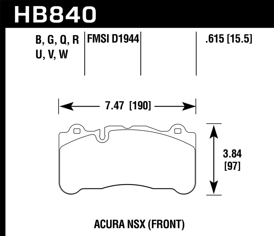 Front DTC-60 Disc Brake Pad for Acura NSX