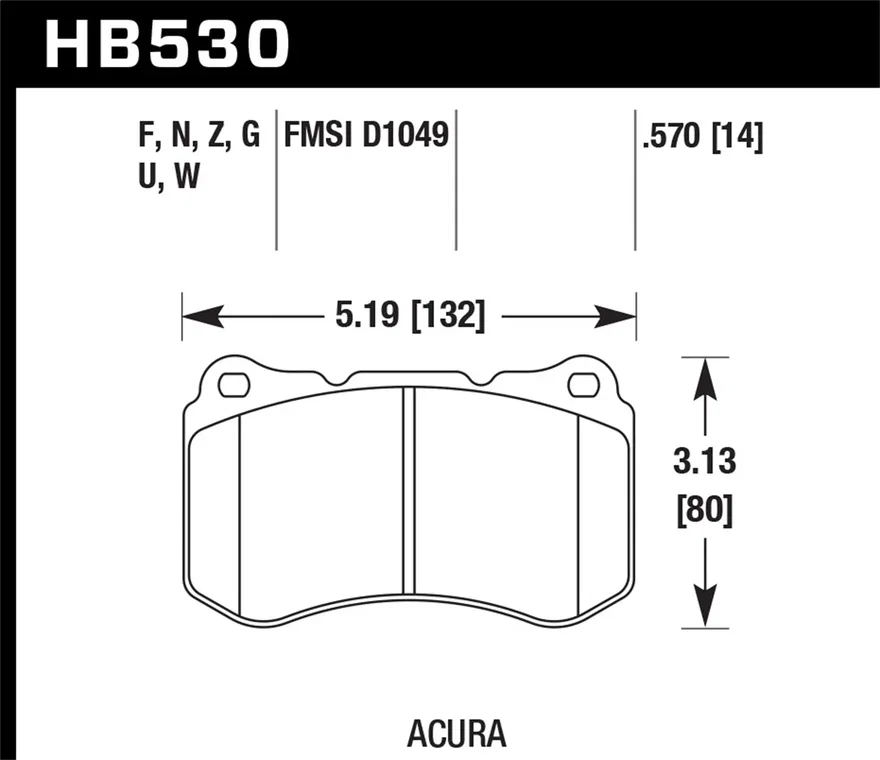 Front DTC-60 Disc Brake Pad for Acura TL