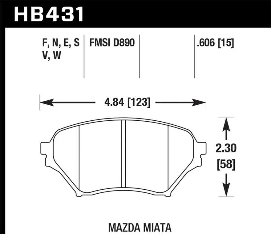 Front HPS 5.0 Disc Brake Pad for Mazda Miata