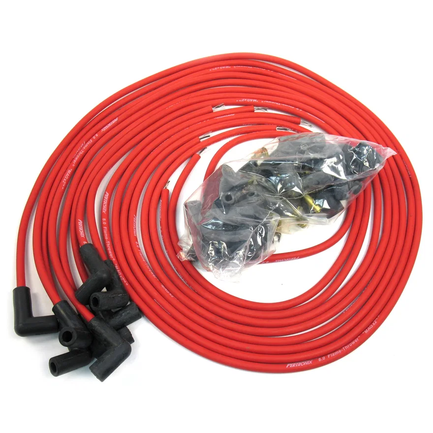 Flame-Thrower Spark Plug Wires 8 cyl 8mm Universal 90 Degree Red