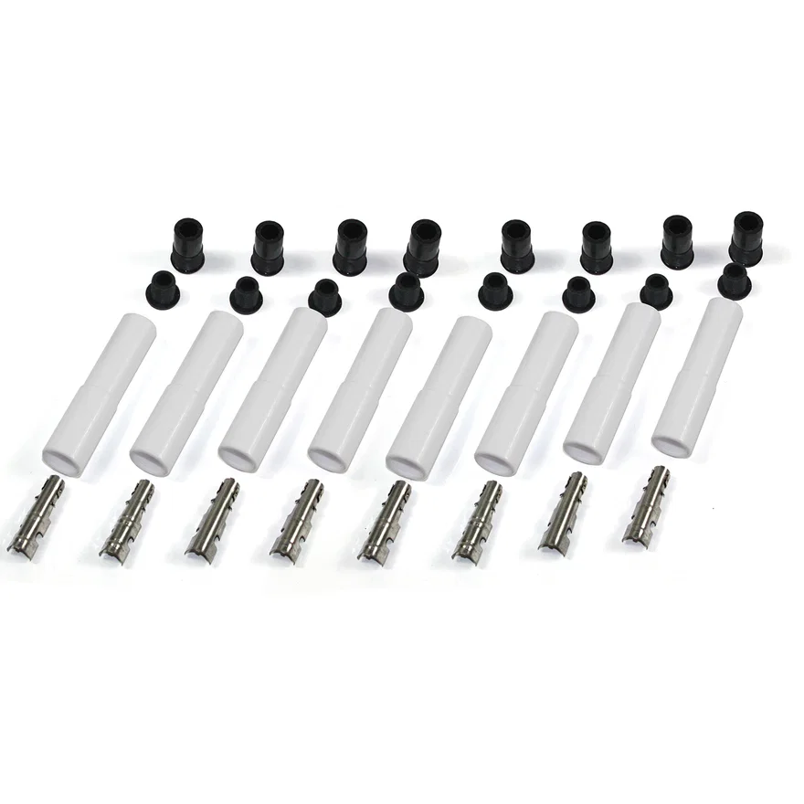 White Ceramic Spark Plug Boot Straight Set of 8