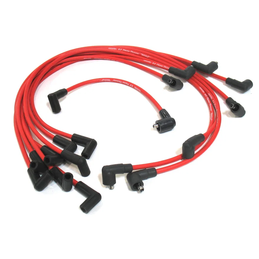 Flame-Thrower Spark Plug Wires 8 cyl 8mm Chevrolet Marine 90 Degree Red