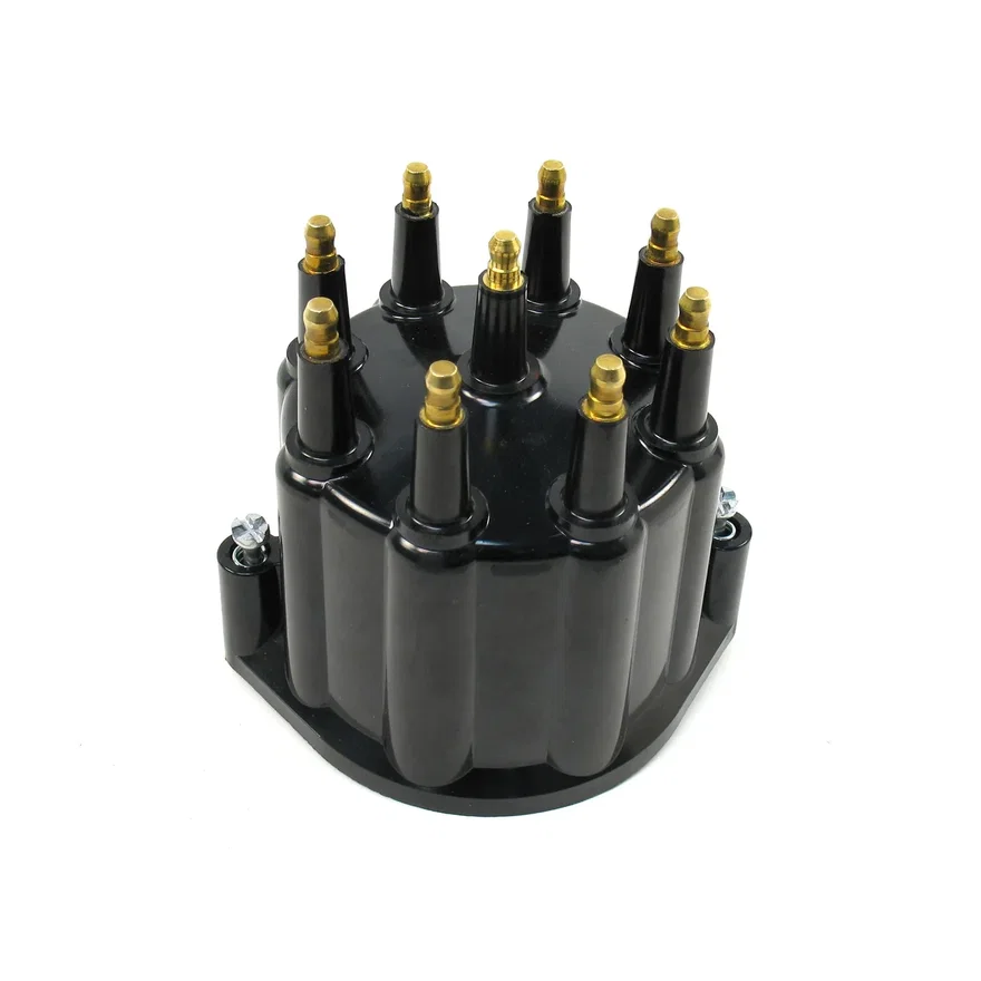REPLACEMENT CAP FOR 8-CYLINDER FLAME-THROWER BILLET DISTRIBUTORS. BLACK MALE STYLE CAP
