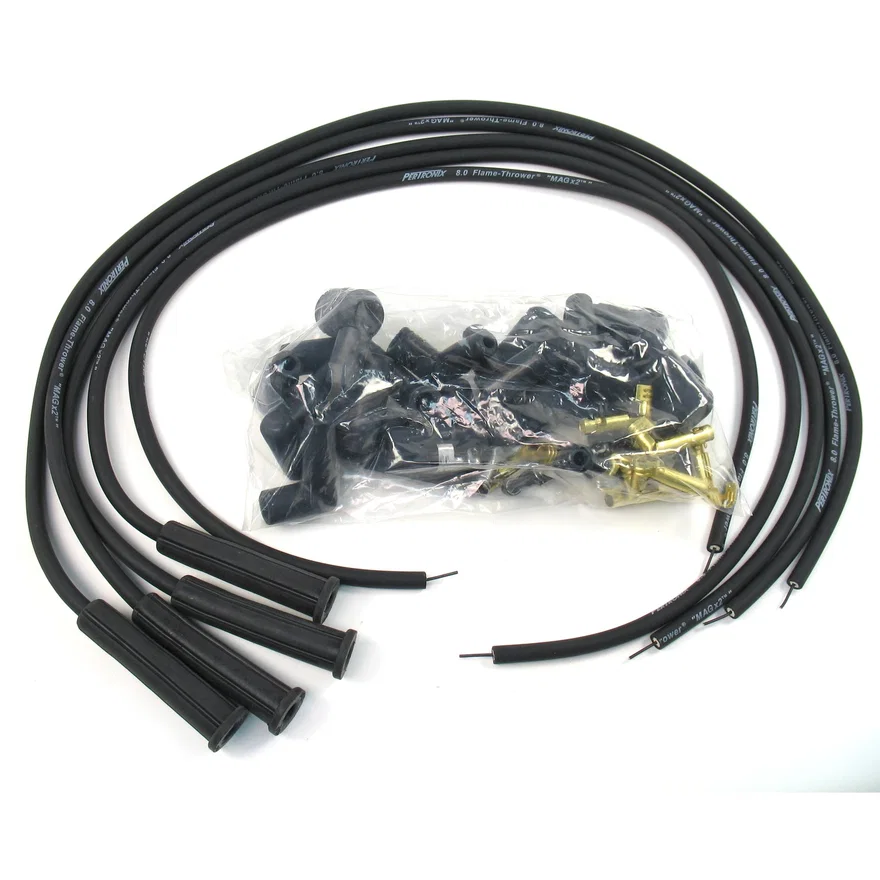 Flame-Thrower Spark Plug Wires 4 cyl 8mm VW Universal 180 Degree Black