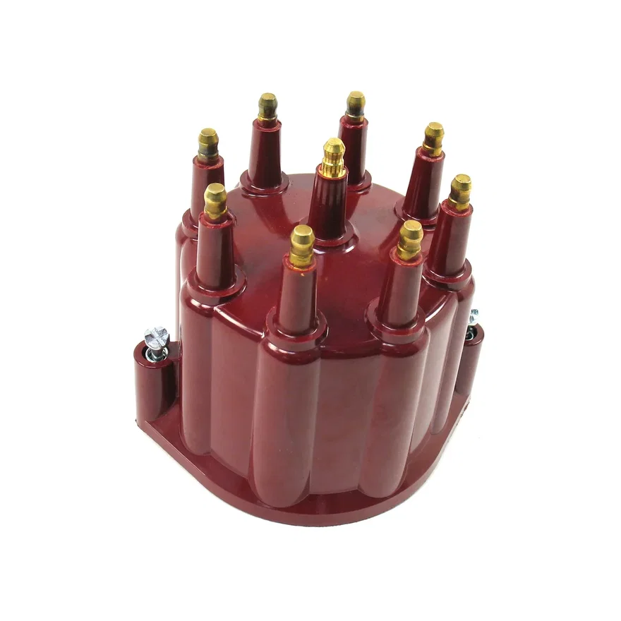 REPLACEMENT CAP FOR 8-CYLINDER FLAME-THROWER BILLET DISTRIBUTORS. RED MALE STYLE CAP