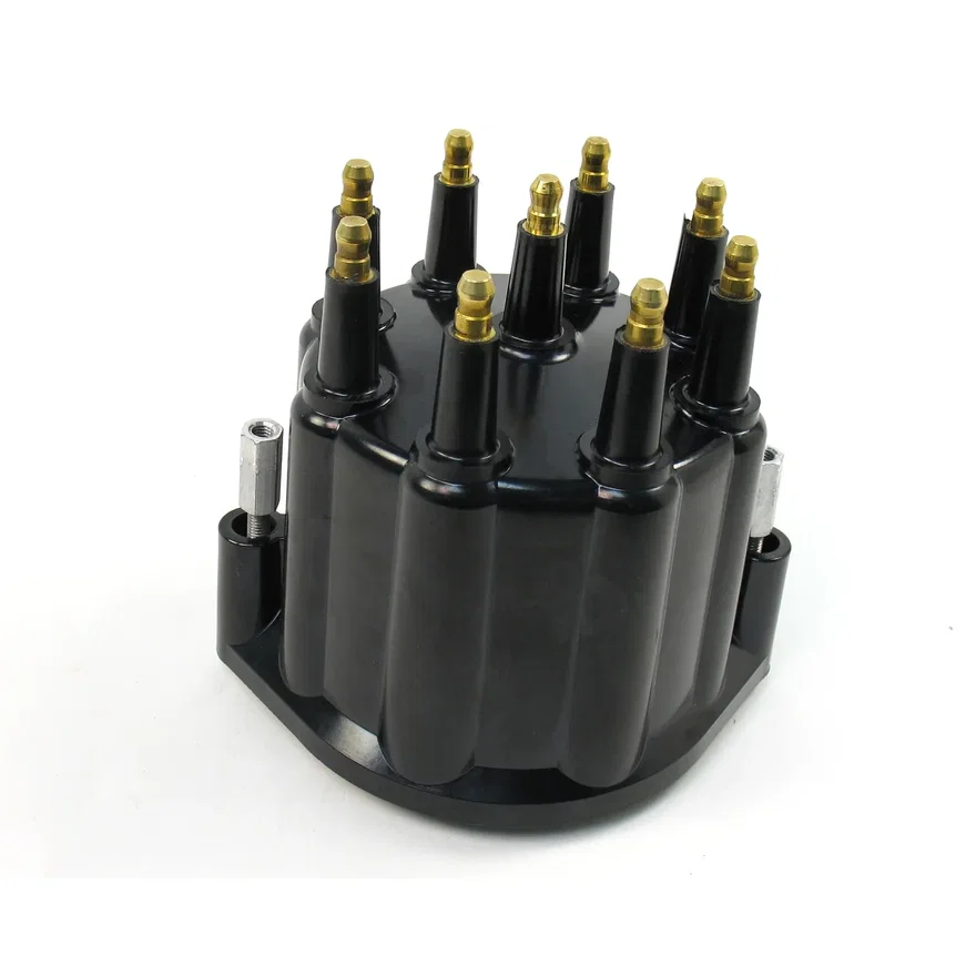 REPLACEMENT CAP FOR 8-CYLINDER FLAME-THROWER BILLET MARINE DISTRIBUTORS. BLACK MALE STYLE CAP