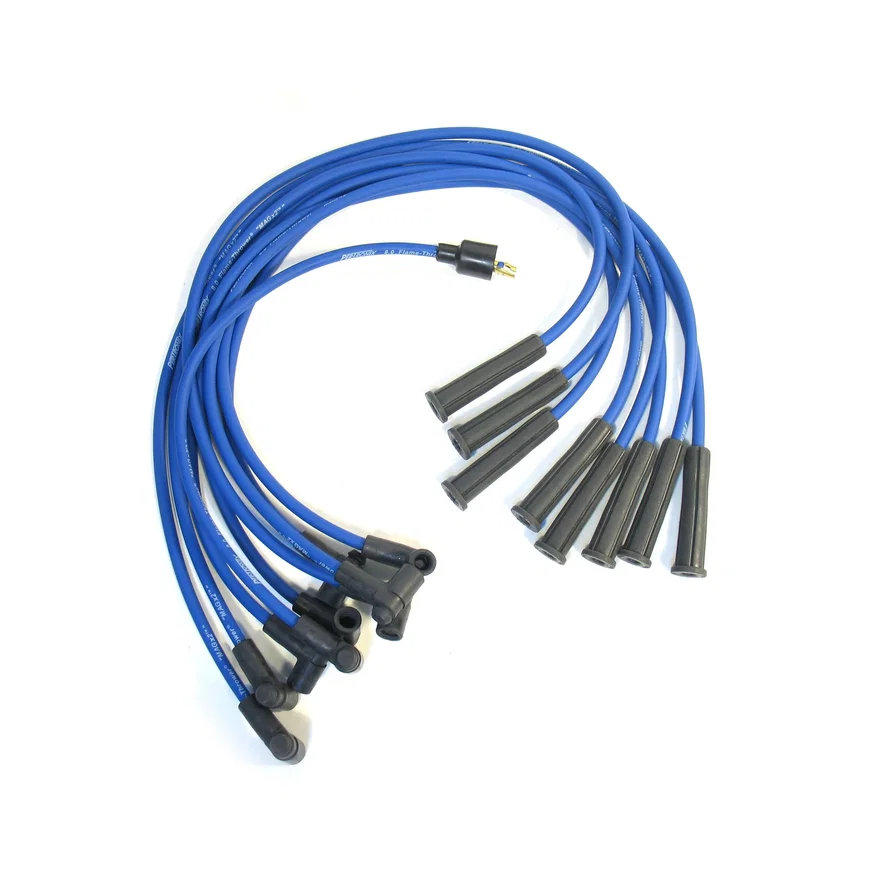 Flame-Thrower Spark Plug Wires 8 cyl 8mm Ford 289-302W Male Cap Blue