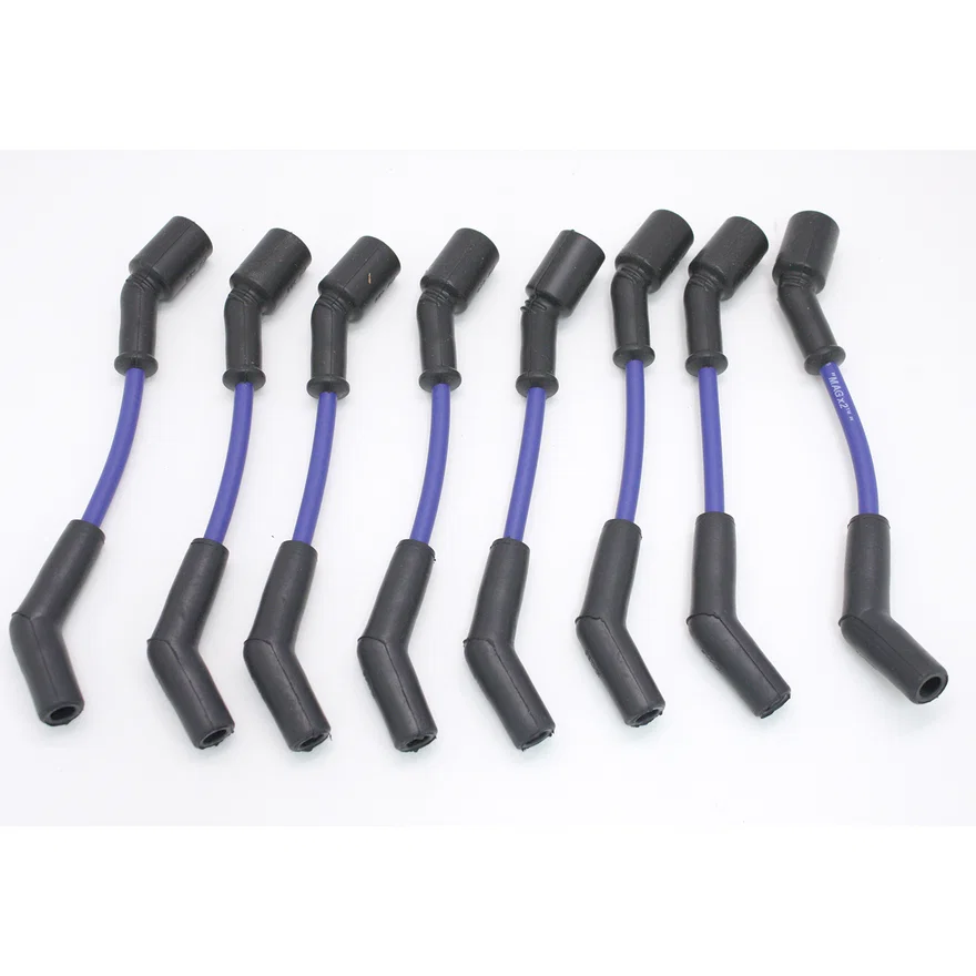 Flame-Thrower Spark Plug Wires 8 cyl 8mm 45 Degree Boots GM LS Blue