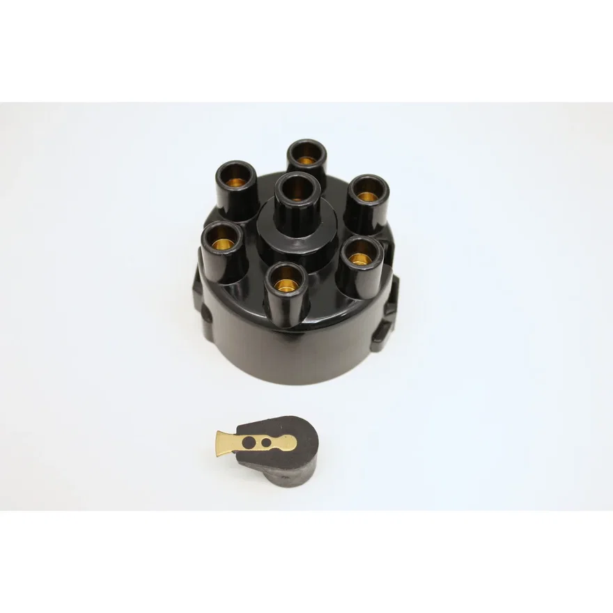 REPLACEMENT CAP AND ROTOR KIT FOR FLAME-THROWER "STOCK-LOOK" 6-CYLINDER 45D STYLE DISTRIBUTORS. TOP EXIT CAP