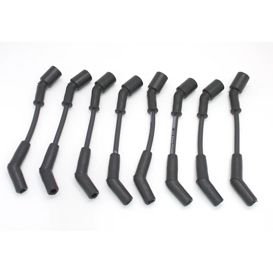 Flame-Thrower Spark Plug Wires 8 cyl 8mm 45 Degree Boots Black
