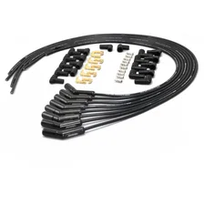 Flame-Thrower Spark Plug Wires 8 cyl Universal 45° Black Ceramic Boot; 8MM Black Wire image 1
