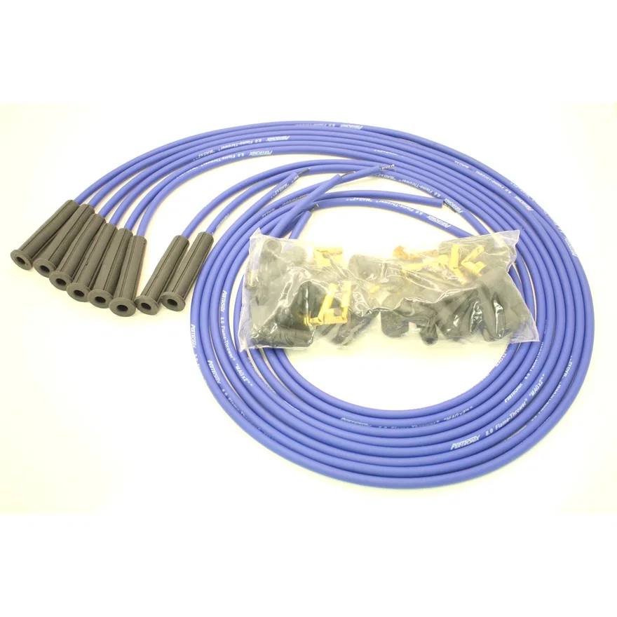 Flame-Thrower Spark Plug Wires 8 cyl 8mm Universal 180 Degree Blue