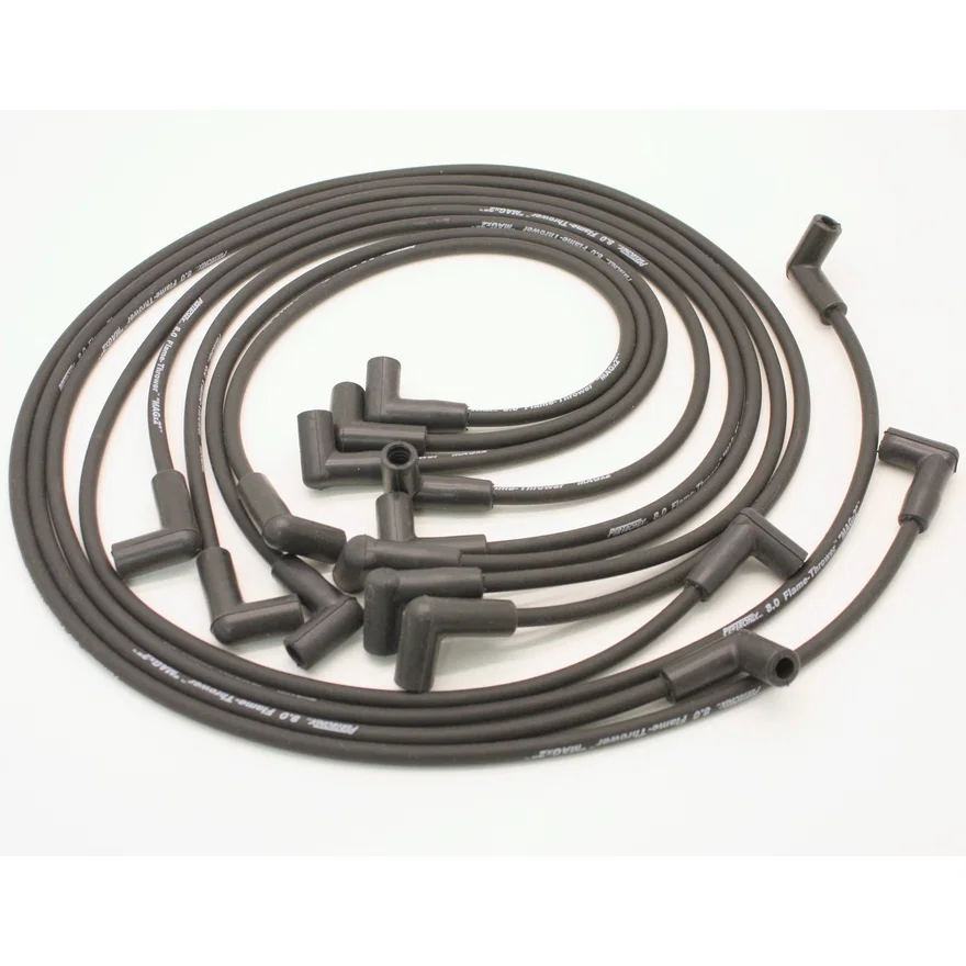 Flame-Thrower Spark Plug Wires 8 cyl 8mm 74-82 Corvette HEI Custom Fit Black