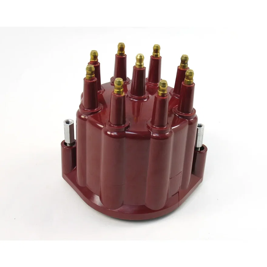 REPLACEMENT CAP FOR 8-CYLINDER FLAME-THROWER BILLET MARINE DISTRIBUTORS. RED MALE STYLE CAP