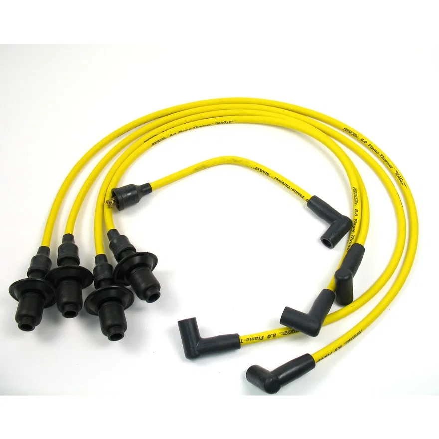 Flame-Thrower Spark Plug Wires 4 cyl 8mm VW Male Cap Yellow