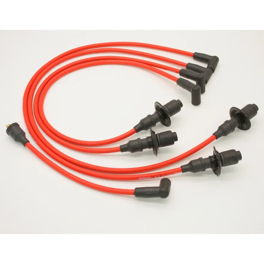 Flame-Thrower Spark Plug Wires 4 cyl 8mm VW Male Cap Red
