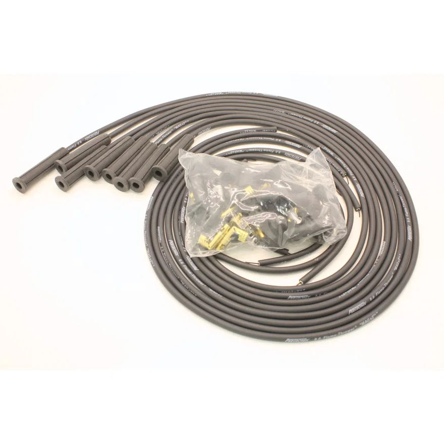 Flame-Thrower Spark Plug Wires 8 cyl 8mm Universal 180 Degree Black