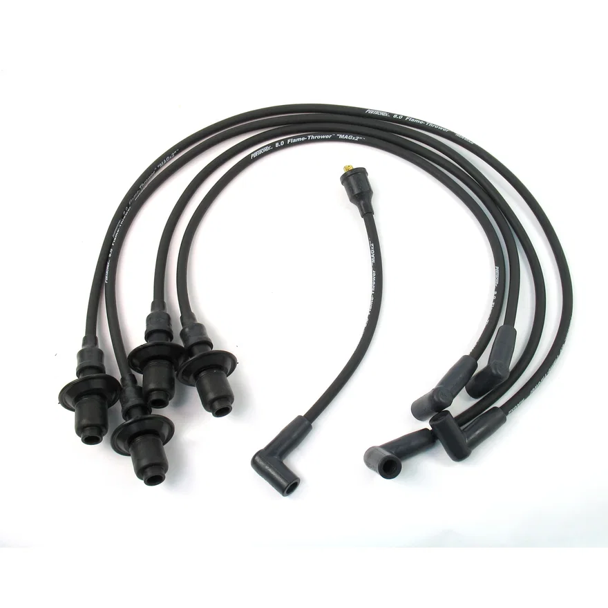 Flame-Thrower Spark Plug Wires 4 cyl 8mm VW Male Cap Black