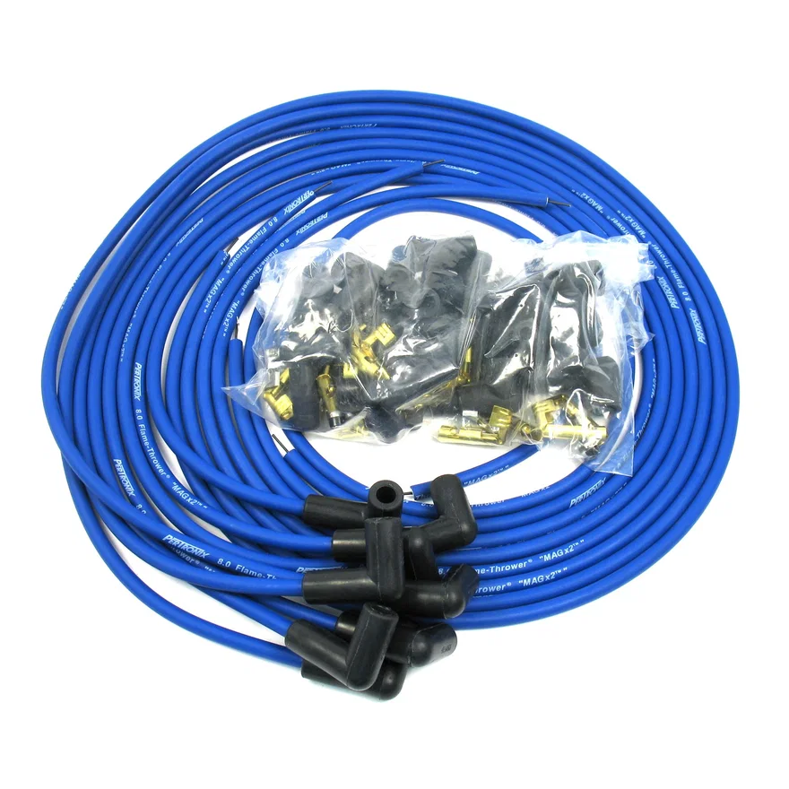 Flame-Thrower Spark Plug Wires 8 cyl 8mm Universal 90 Degree Blue
