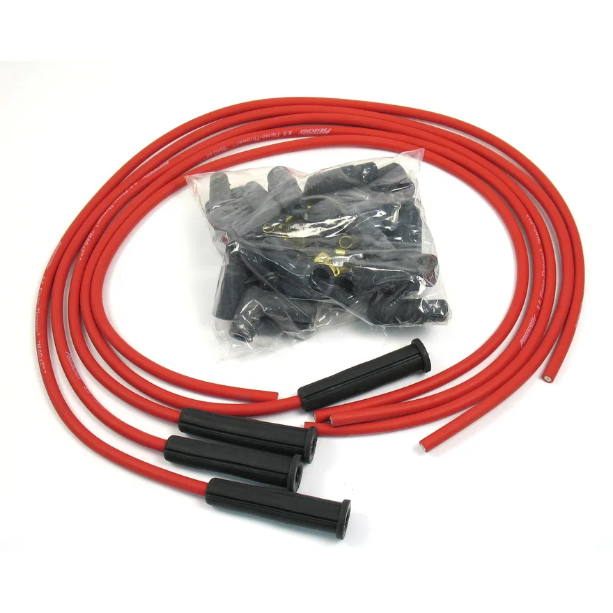 Flame-Thrower Spark Plug Wires 4 cyl 8mm Universal 180 Degree Red