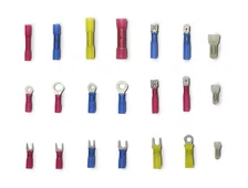 Ignition Heat shrink Terminal kit  (165pcs). Contains Ring and Spade terminals; Butt connectors; Female and Male disconnects;Closed end connectors for 22-10 AWG wire(Red,Blue,Yellow).3:1 shrinkage ratio; image 1