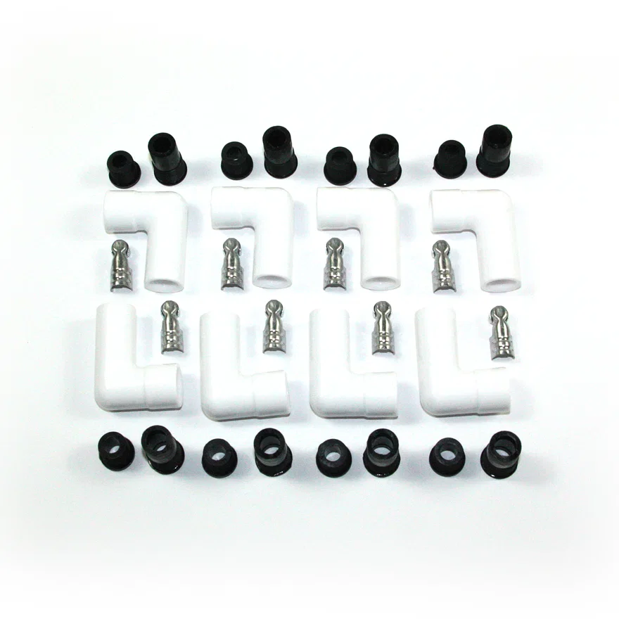 White Ceramic Spark Plug Boot 90 Degree Set of 8