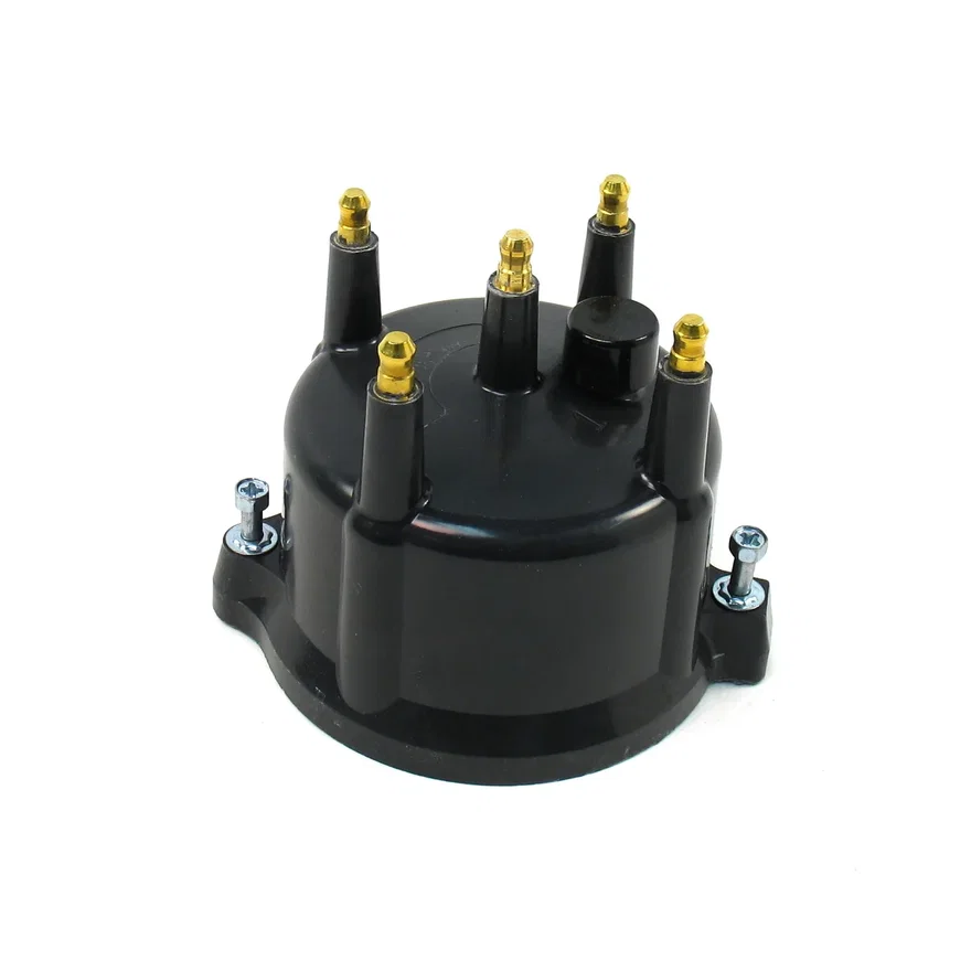 REPLACEMENT DISTRIBUTOR CAPS FOR 4-CYLINDER BILLET VOLKSWAGEN DISTRIBUTORS. BLACK MALE STYLE