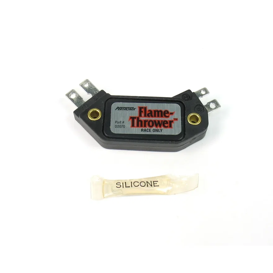 FLAME-THROWER 4-PIN HEI MODULE. REPLACMENT MODULE FOR ALL FLAME-THROWER RACE ONLY DISTRIBUTORS. ALSO COMPATIBLE WITH GM 8-CYLINDER HEI PERFORMANCE DISTRIBUTORS