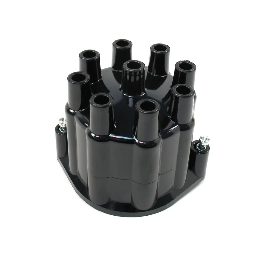REPLACEMENT CAP FOR 8-CYLINDER FLAME-THROWER BILLET DISTRIBUTORS. BLACK FEMALE STYLE CAP