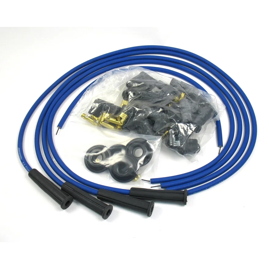 Flame-Thrower Spark Plug Wires 4 cyl 8mm VW Universal 180 Degree Blue