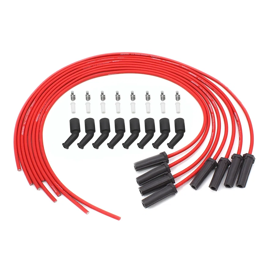 Flame-Thrower Spark Plug Wires 8 cyl 8mm Universal LS 180 Degree Red