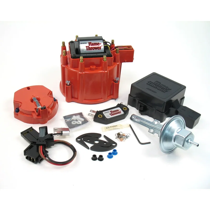 FLAME THROWER TUNE-UP KIT FOR CHEVY & CADILAC HEI DISTRIBUTORS WITH RED/YELLOW COIL WIRE. STREET / STRIP MODULE, RED CAP
