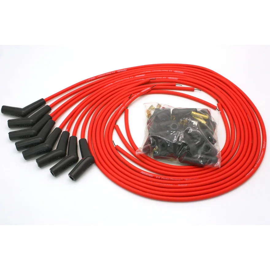 Flame-Thrower Spark Plug Wires 8 cyl 8mm Universal 115 Degree Red