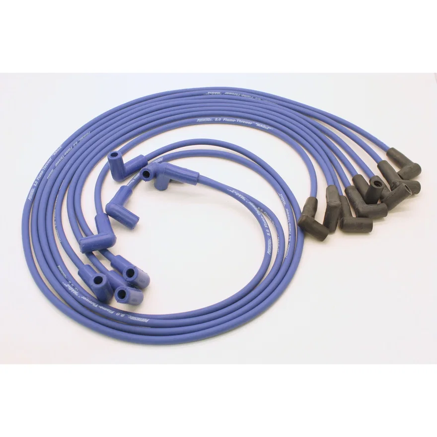 Flame-Thrower Spark Plug Wires 8 cyl 8mm 74-82 Corvette HEI Custom Fit Blue