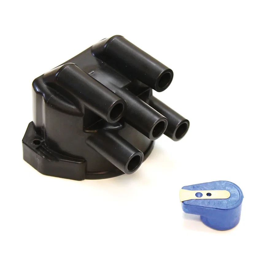 REPLACEMENT CAP AND ROTOR KIT FOR FLAME-THROWER "STOCK-LOOK" 4-CYLINDER 45D STYLE DISTRIBUTORS. SIDE EXIT CAP