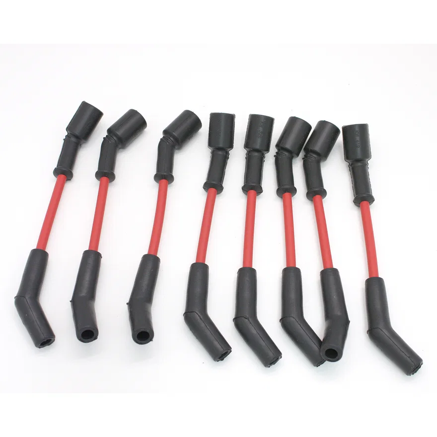 Flame-Thrower Spark Plug Wires 8 cyl 8mm 45 Degree Boots GM LS Red