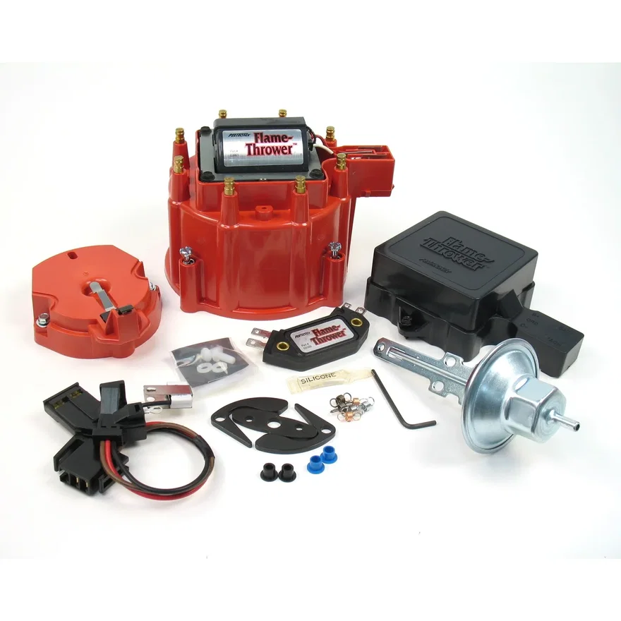 FLAME THROWER TUNE-UP KIT FOR BUICK, PONTIAC, OLDSMOBILE, AND CORVETTE HEI DISTRIBUTORS WITH RED/YELLOW COIL WIRE. STREET / STRIP MODULE, RED CAP