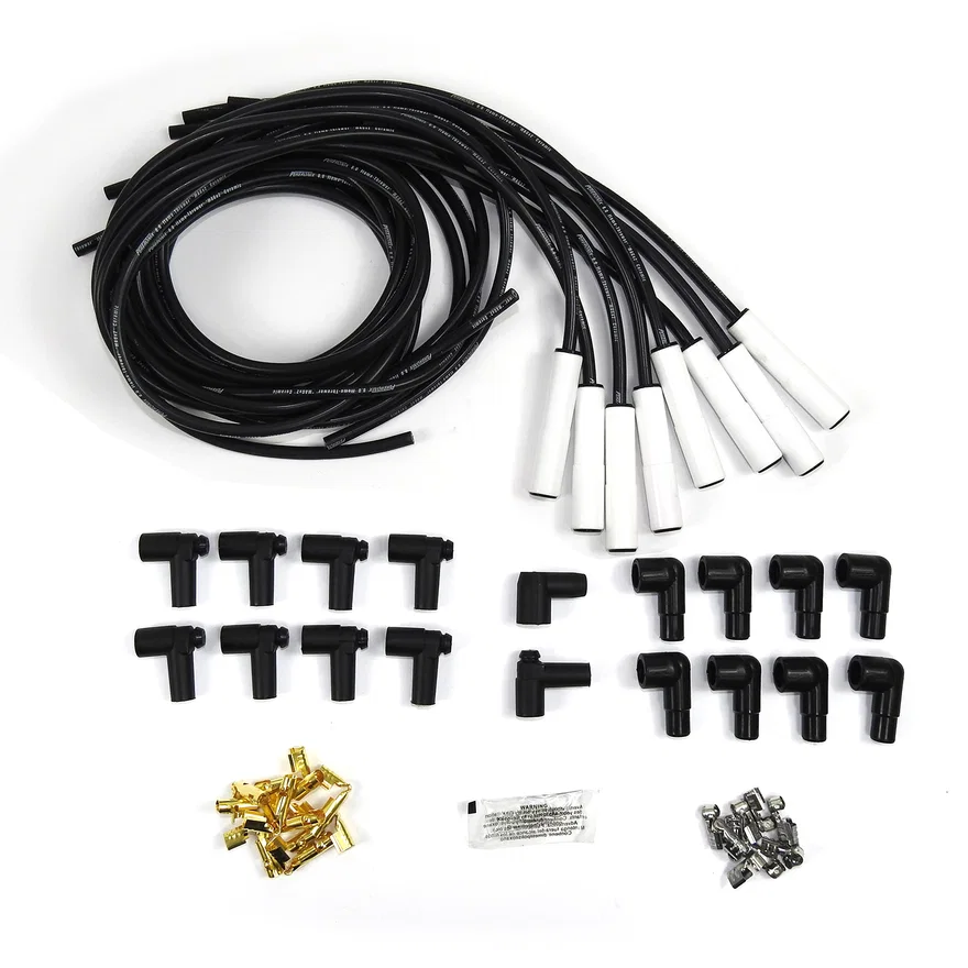 Flame-Thrower Spark Plug Wires 8 cyl 8mm Universal Straight Ceramic Boot Black Wire