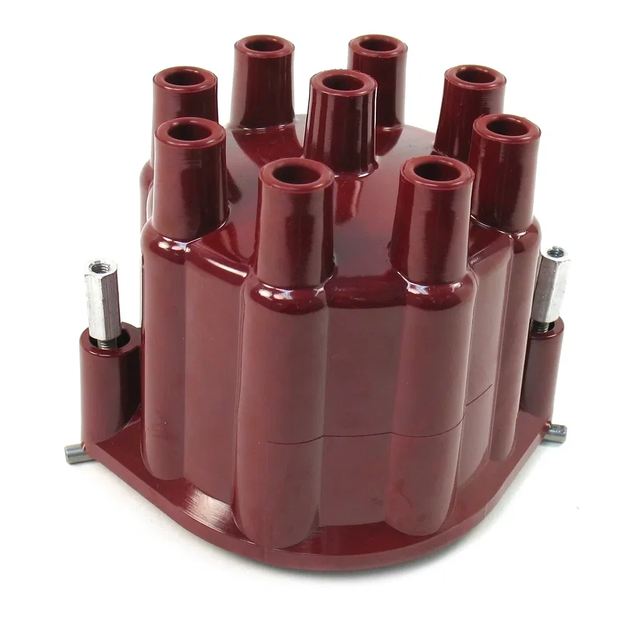 REPLACEMENT CAP FOR 8-CYLINDER FLAME-THROWER BILLET MARINE DISTRIBUTORS. RED FEMALE STYLE CAP