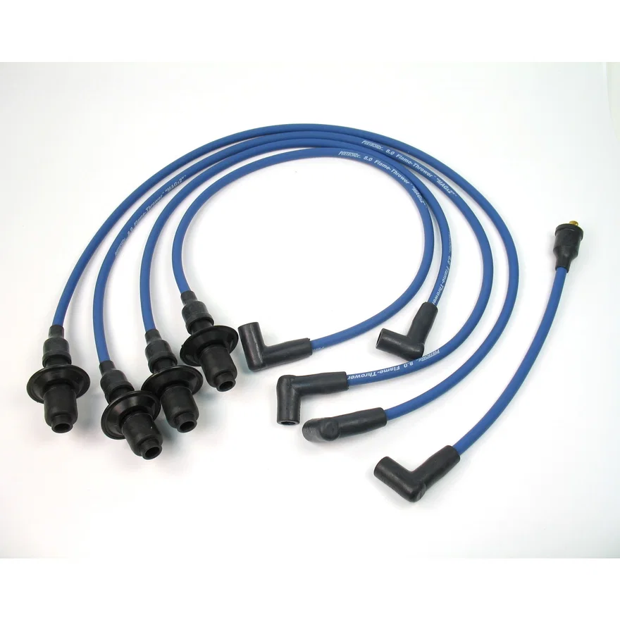 Flame-Thrower Spark Plug Wires 4 cyl 8mm VW Male Cap Blue
