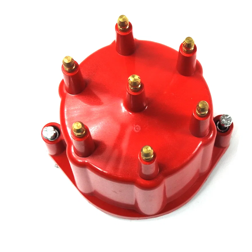 REPLACEMENT CAP FOR 6-CYLINDER FLAME-THROWER BILLET DISTRIBUTORS. RED MALE STYLE CAP