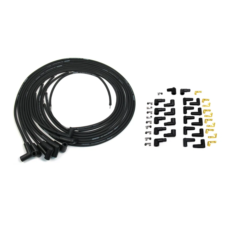 Flame-Thrower Spark Plug Wires 8 cyl 8mm Universal 90 Degree Black