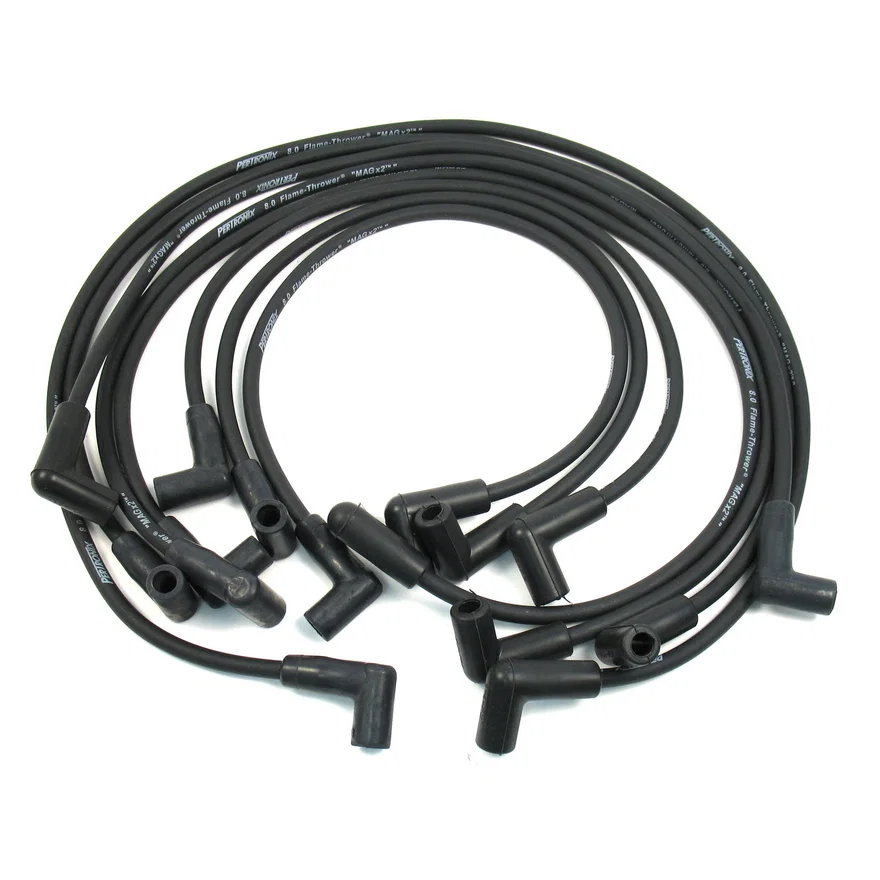 Flame-Thrower Spark Plug Wires 8 cyl 8mm GM HEI Custom Fit Black