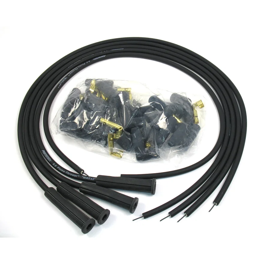 Flame-Thrower Spark Plug Wires 4 cyl 8mm Universal 180 Degree Black