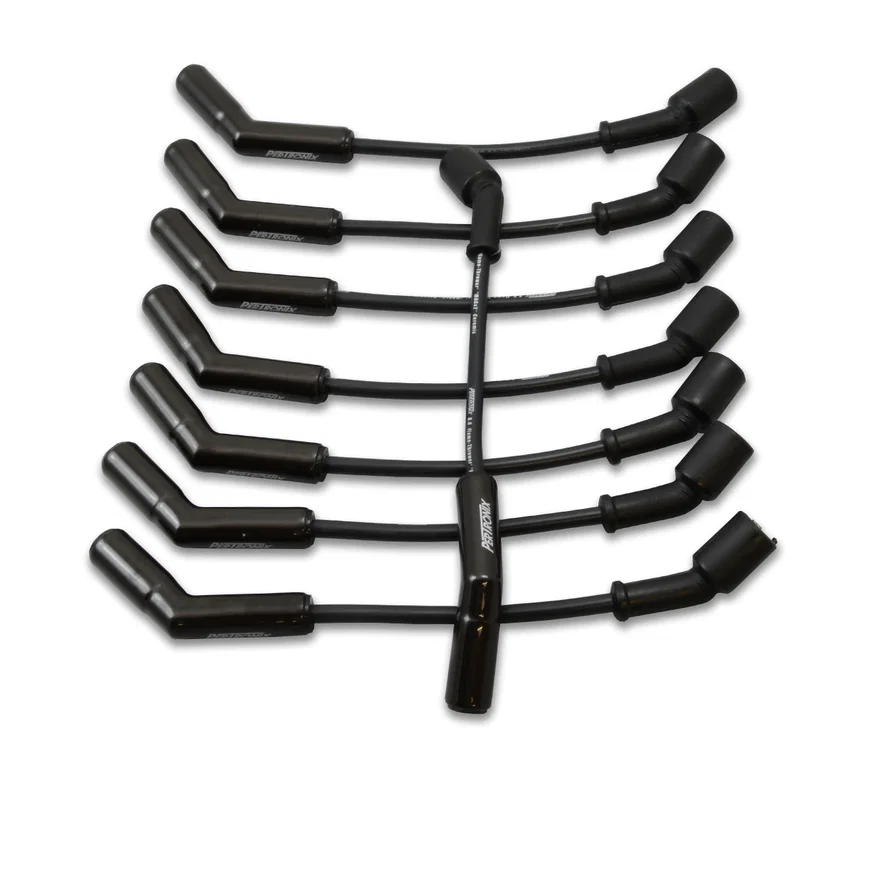 808224HT Flame-Thrower Spark Plug Wires GM LS 8 cyl 45 Black Ceramic Boots; 8MM Black wire