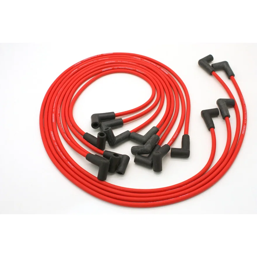 Flame-Thrower Spark Plug Wires 8 cyl 8mm 74-82 Corvette HEI Custom Fit Red