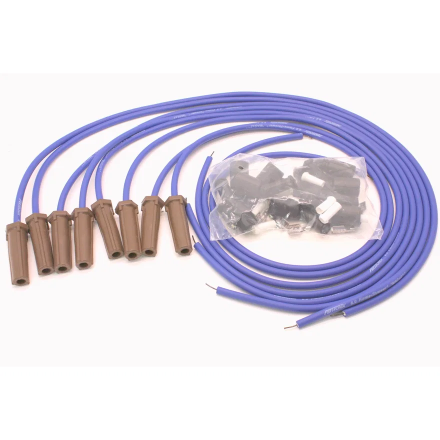 Flame-Thrower Spark Plug Wires 8 cyl 8mm Universal LS 180 Degree blue