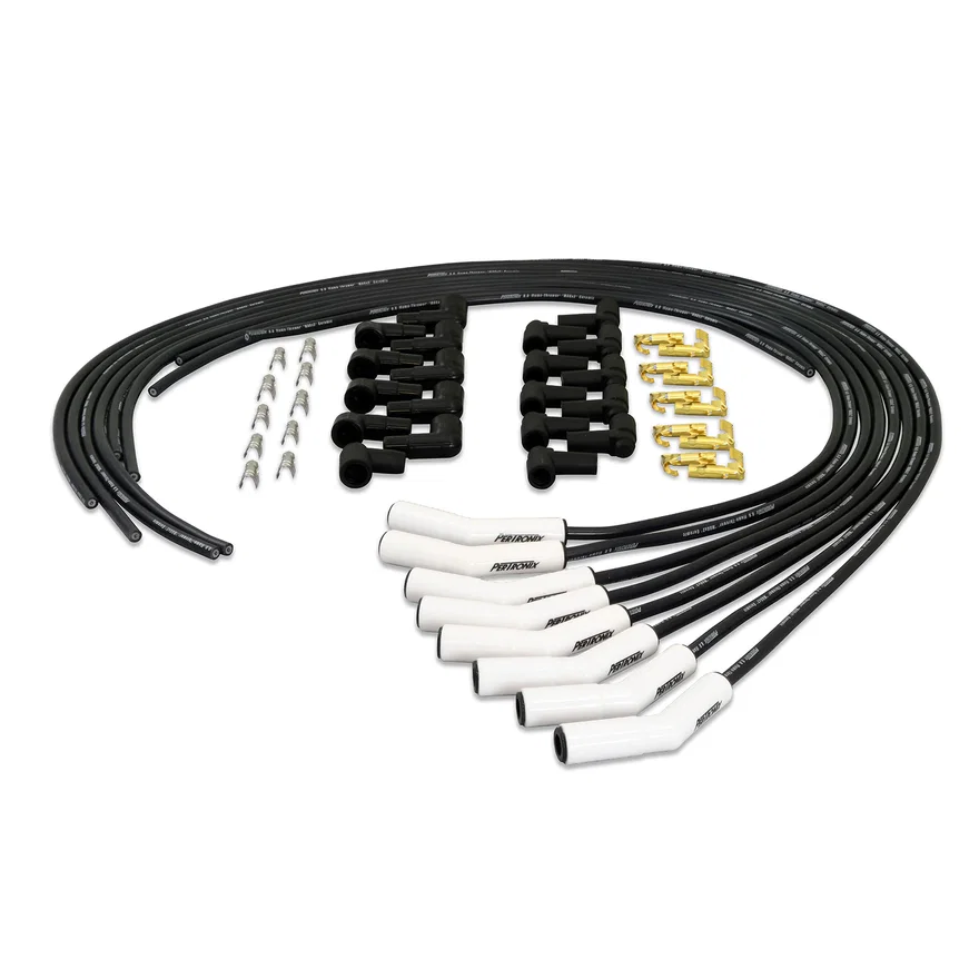 Flame-Thrower Spark Plug Wires 8 cyl 8mm Universal 45 Degree Ceramic Boot Black Wire