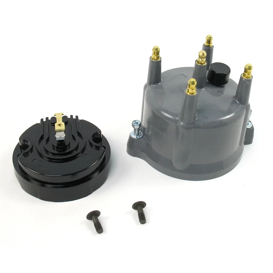 REPLACEMENT CAP AND ROTOR KIT FOR 4-CYLINDER FLAMTHROWER BILLET VOLKSWAGEN DISTRIBUTORS. GREY MALE STYLE CAP